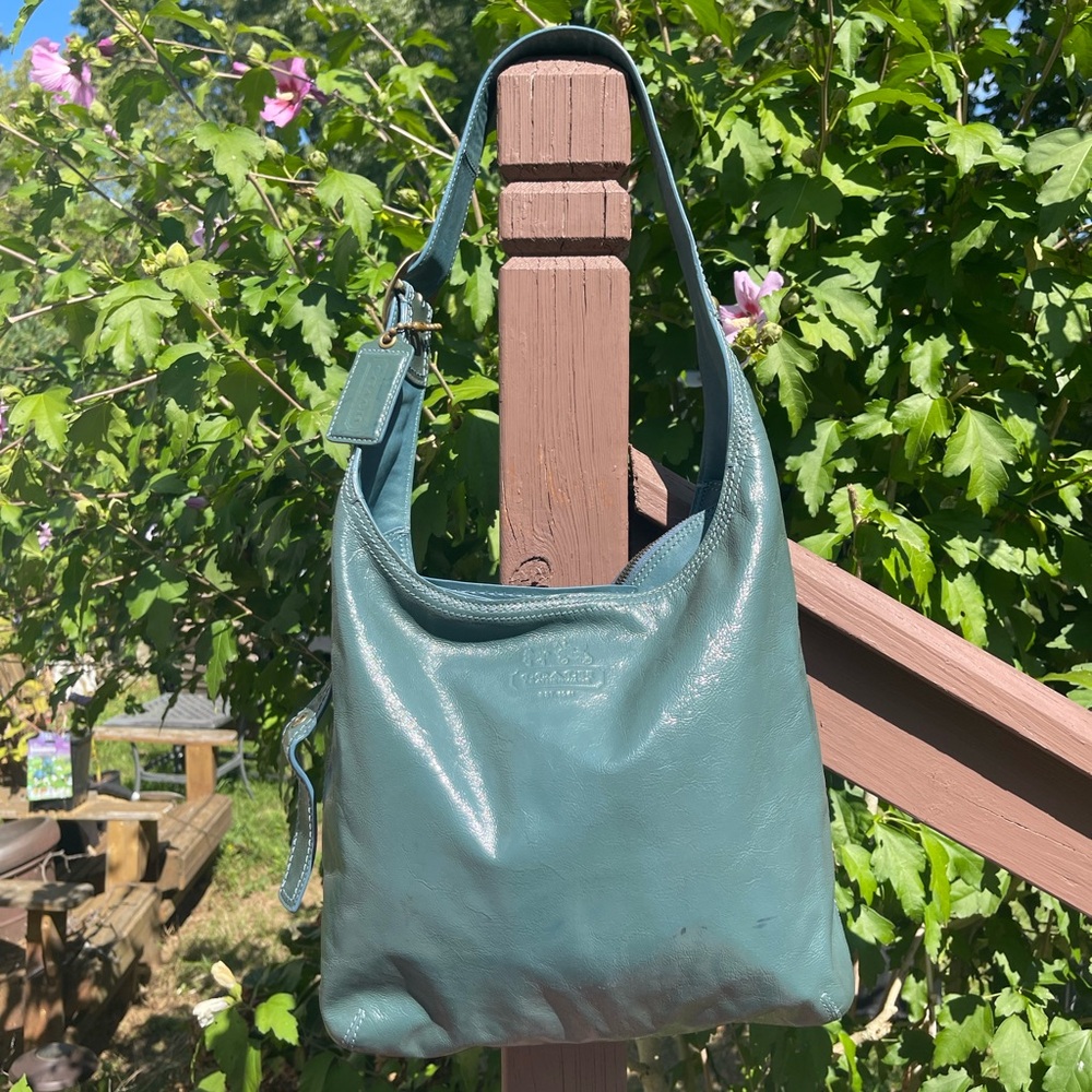 Coach Ergo Y2K Teal Patent Leather Shoulder Bag